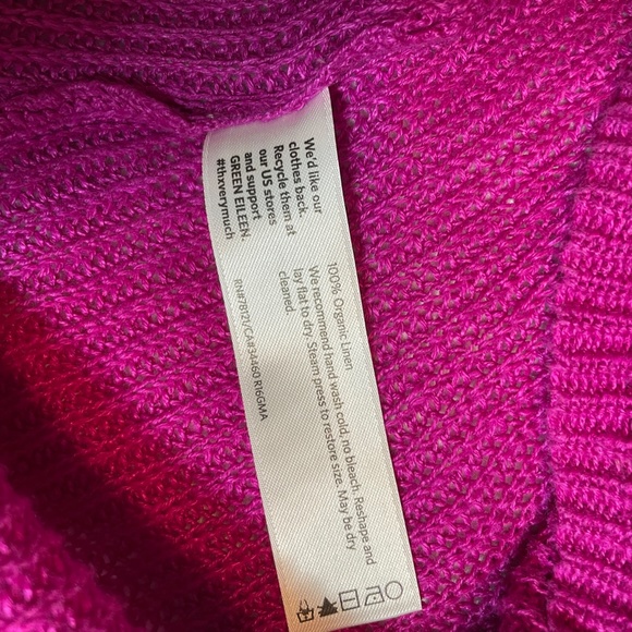 Eileen Fisher Women's V-Neck Sweater in Magenta - Picture 4 of 4
